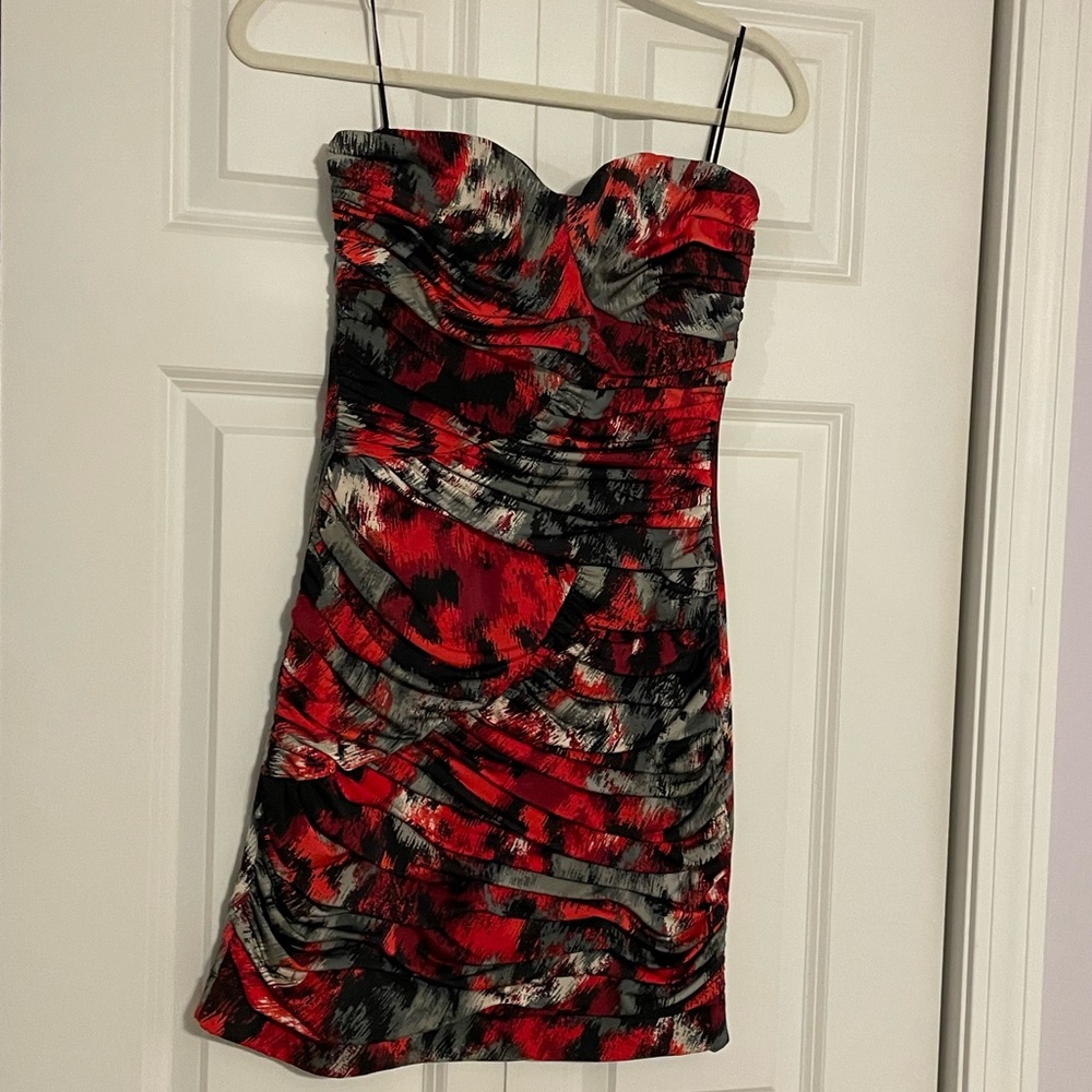 strapless red mini dress. only worn once!